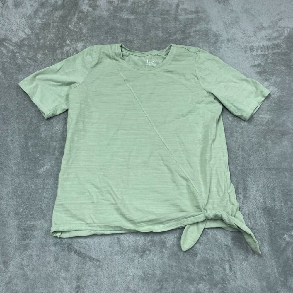 NWOT D&Co Active Mint Green Tie-Hem T-Shirt Womens M 100% Cotton a0573